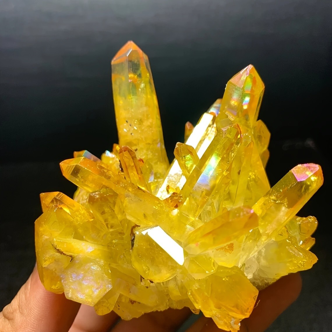 80-120g Aura Yellow Crystal Titanium Quartz Cluster Healing Mineral Specimen