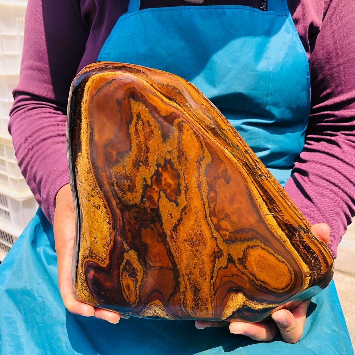 4980G Large Natural Tiger’s Eye Quartz Crystal Rough Mineral Specimen MH5345
