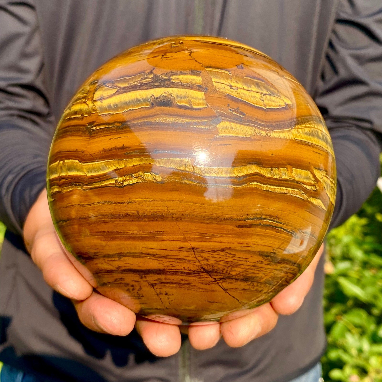 4.98LB Large Natural Tiger Eye Stone Crystal Ball Quartz Healing Sphere Décor