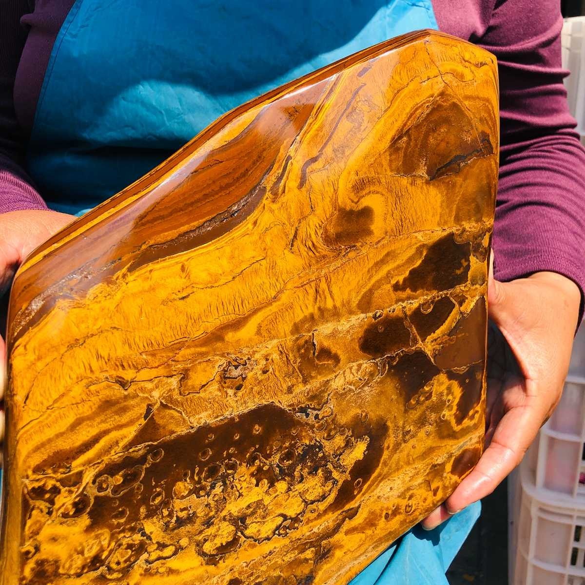 5480G Large Natural Tiger’s Eye Quartz Crystal Rough Mineral Specimen MH5324