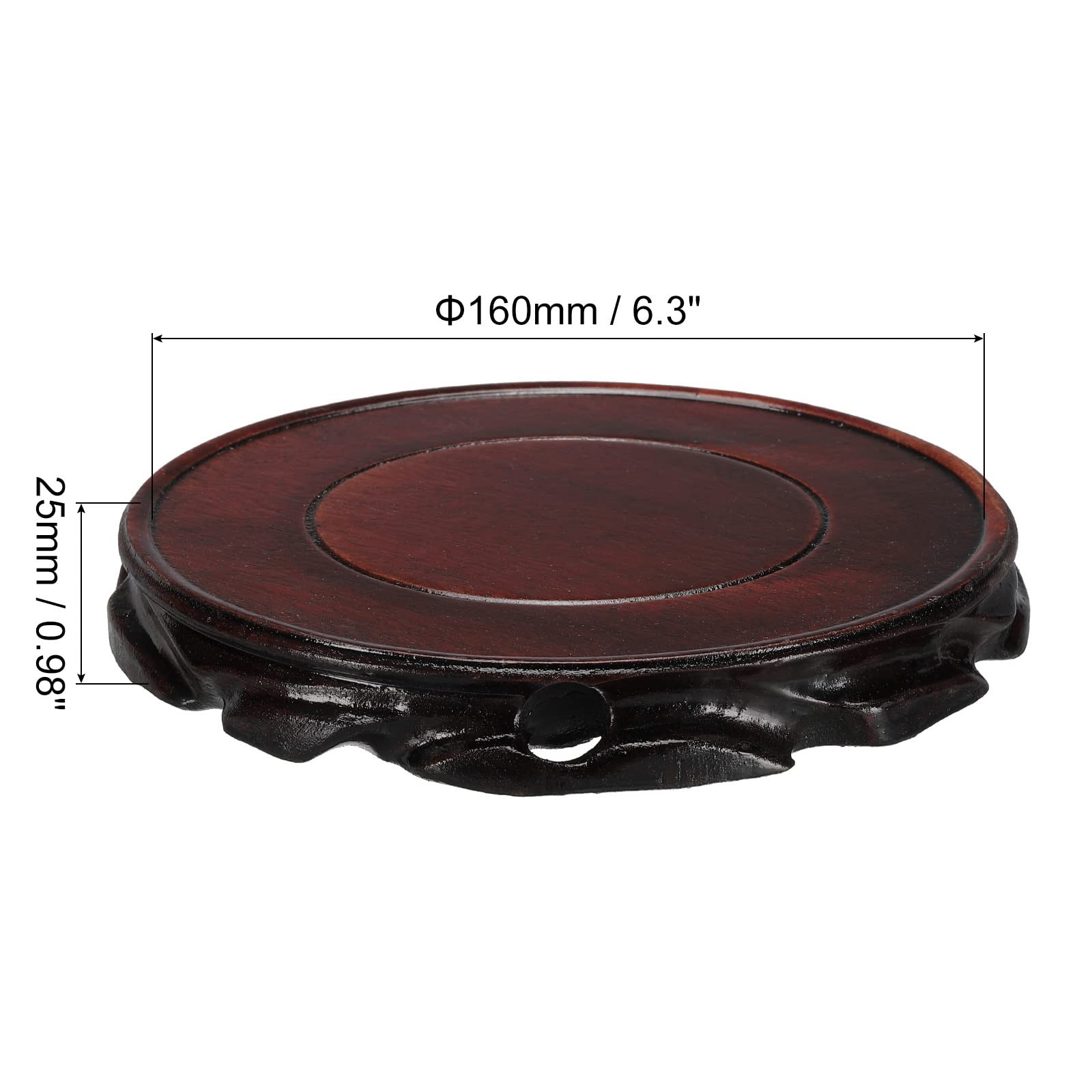Wooden Stand Holder Display Base Black 160mm Diameter for Vase Bonsai Base