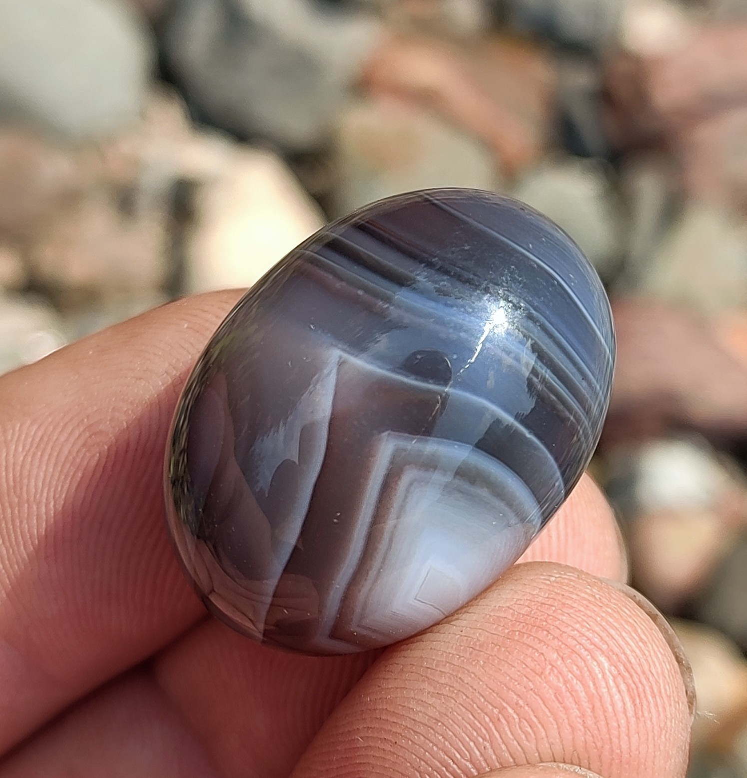 Natural Persian Agate, Polished 18g Mixed Color , Banded Persian Agate