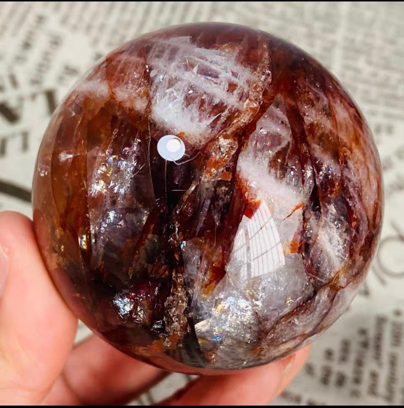 352g Natural Red Gum Flower Ball Crystal Sphere Specimen Energy Healing Reiki