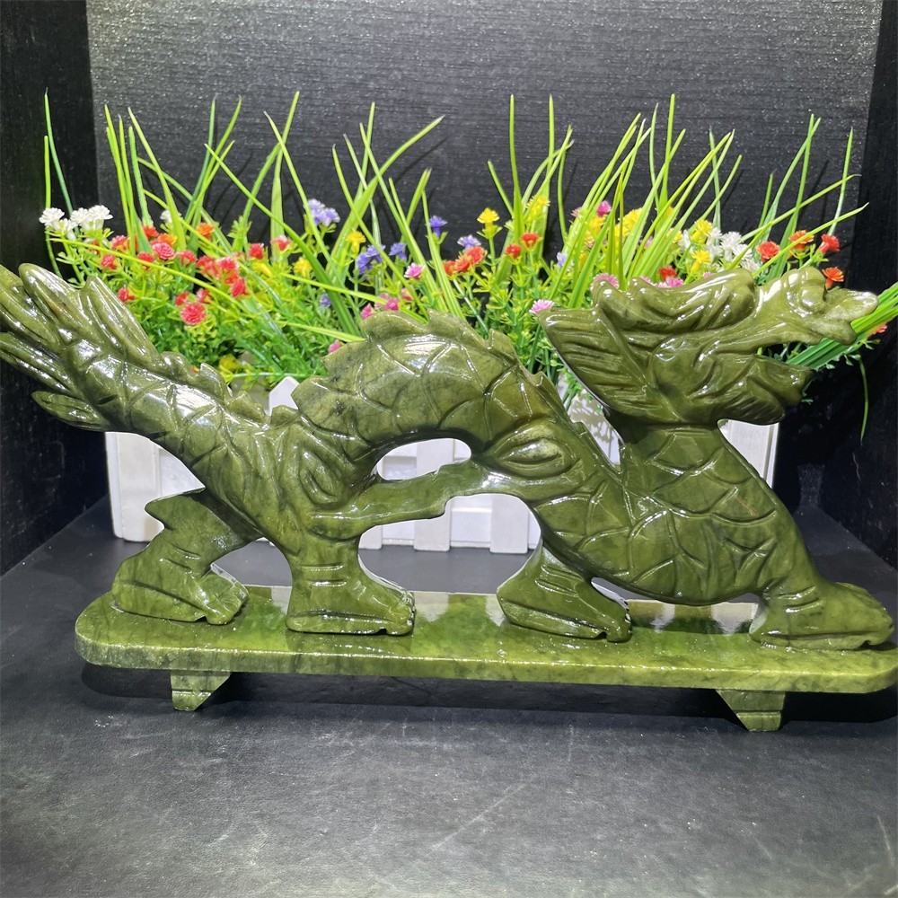 2.5LB 1″ Natural Xiuyan Jade Dragon Crystal Carving Reiki Energy Mineral Reiki