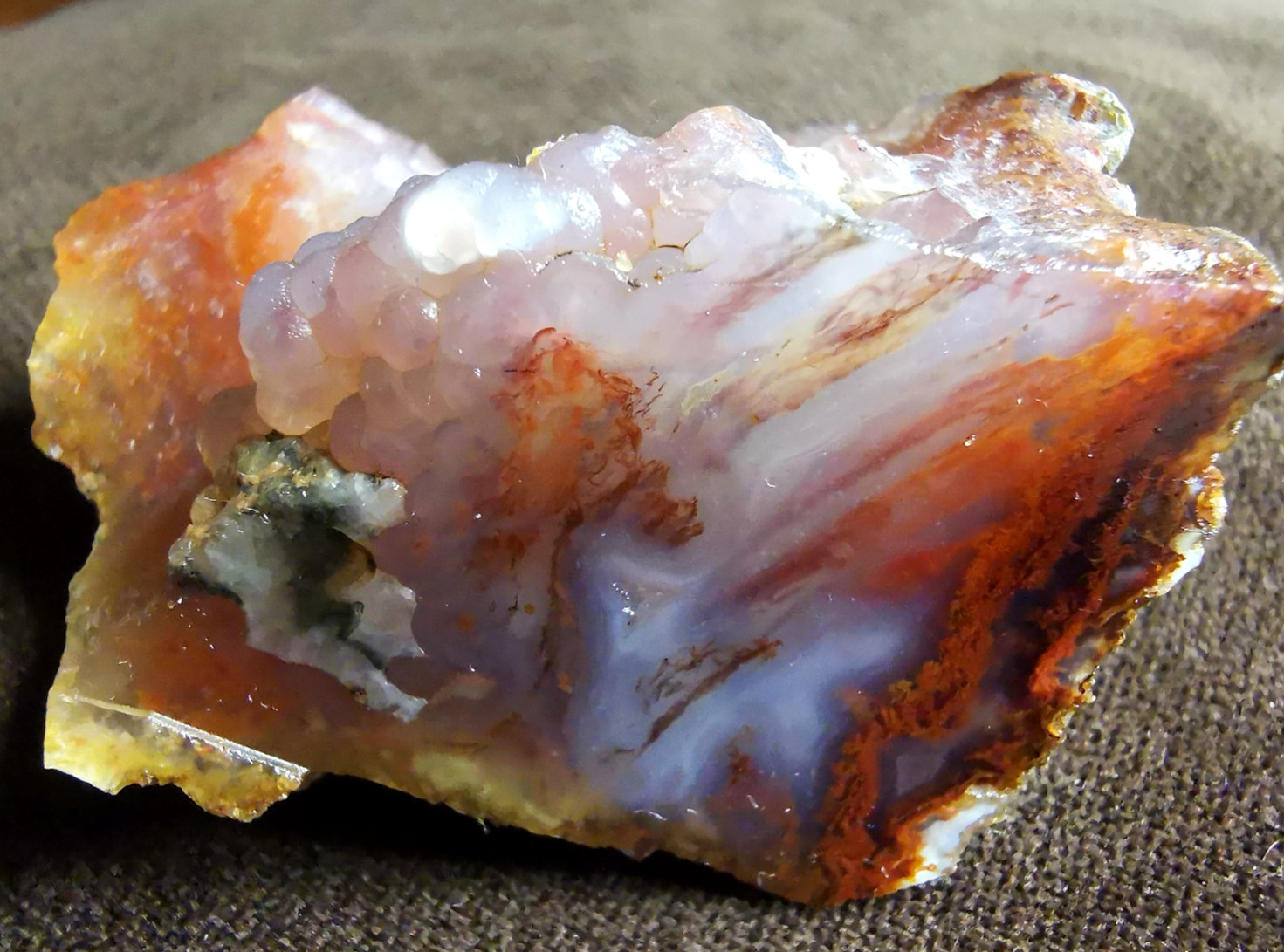 Scenic Red & White Plume Agate Slabs, Not Polished, 100% Natural, 198 Grams
