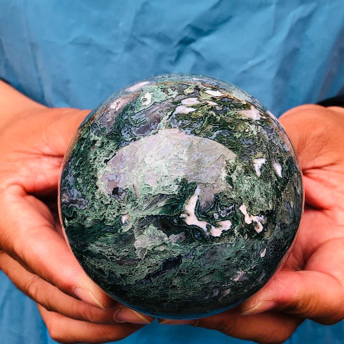 3pcs 4.46LB Natural Water Grass Agate Ball Quartz Crystal Ball Healing 2116
