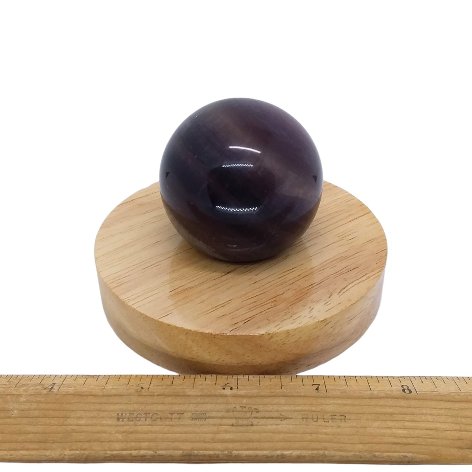 Silky Fluorite, 2 in, sphere, lighted, specimen, display, #R-3912