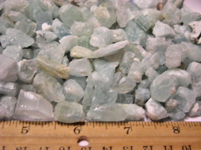 Aquamarine crystal Afghanistan smaller pieces 1/4 to 1 inch 1/2 pound 90+ pieces