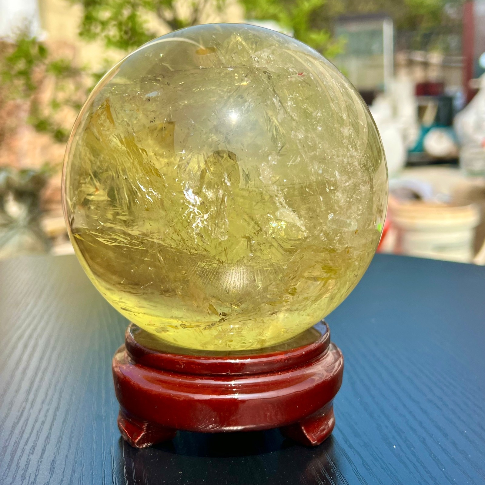5LB Top Natural Citrine Sphere Quartz Crystals Reiki Ball Gems Decorate Gift