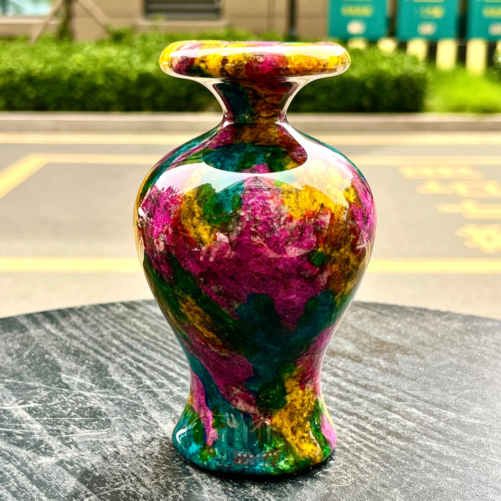 1.94LB Natural “Seven Colors Jade” vase specimen -Taiwan China