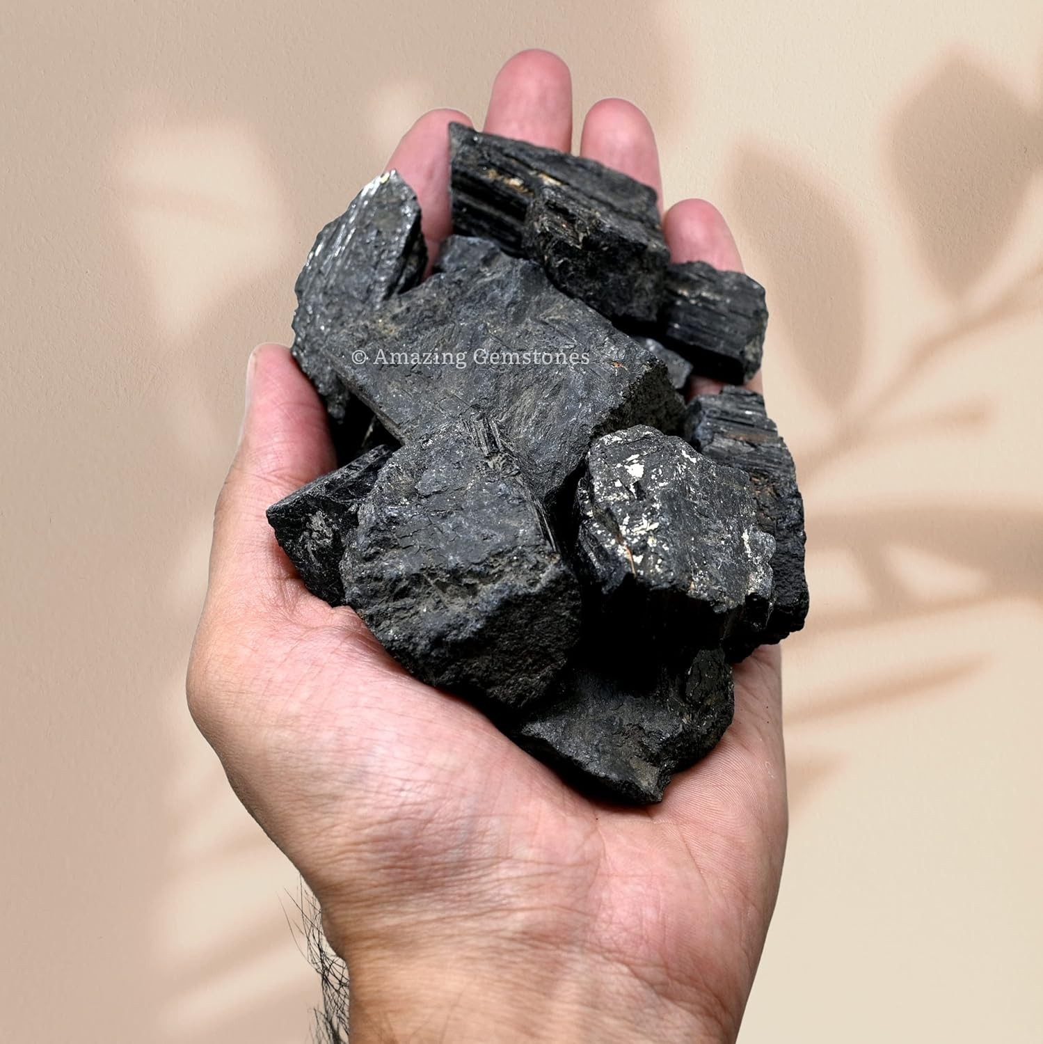 Black Tourmaline Crystals Rough Stone in Bulk, 1/2lb Regular Pi