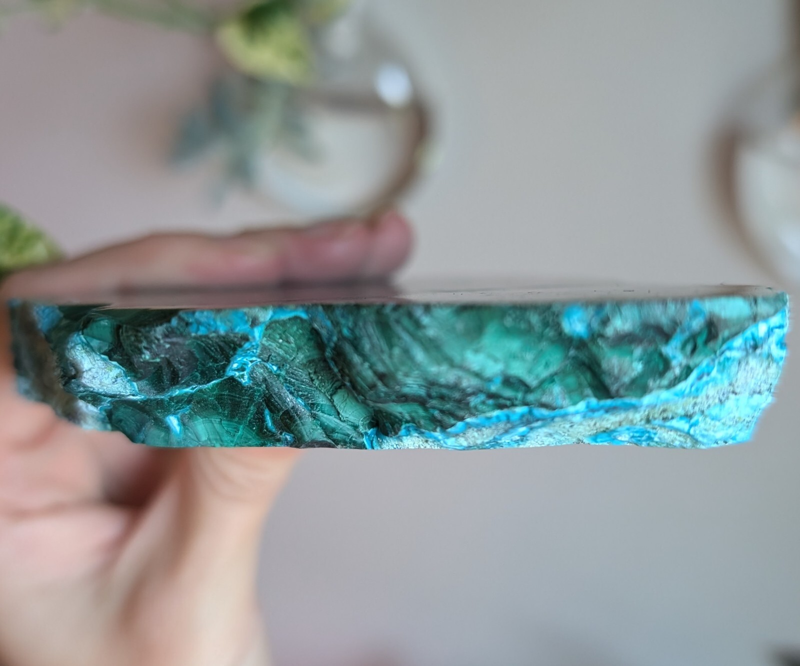 Malachite Slab Silica Chrysocolla Crystal Point Gemstone Slice Reiki Chakra