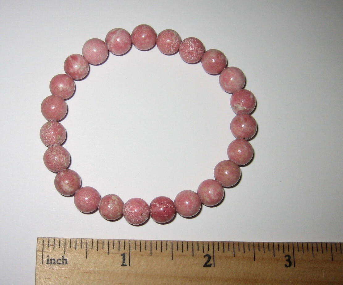 7″ POLISHED 8mm ROUND THULITE STONE MINERAL STRETCH BRACELET NORWAY 19.2grams *2