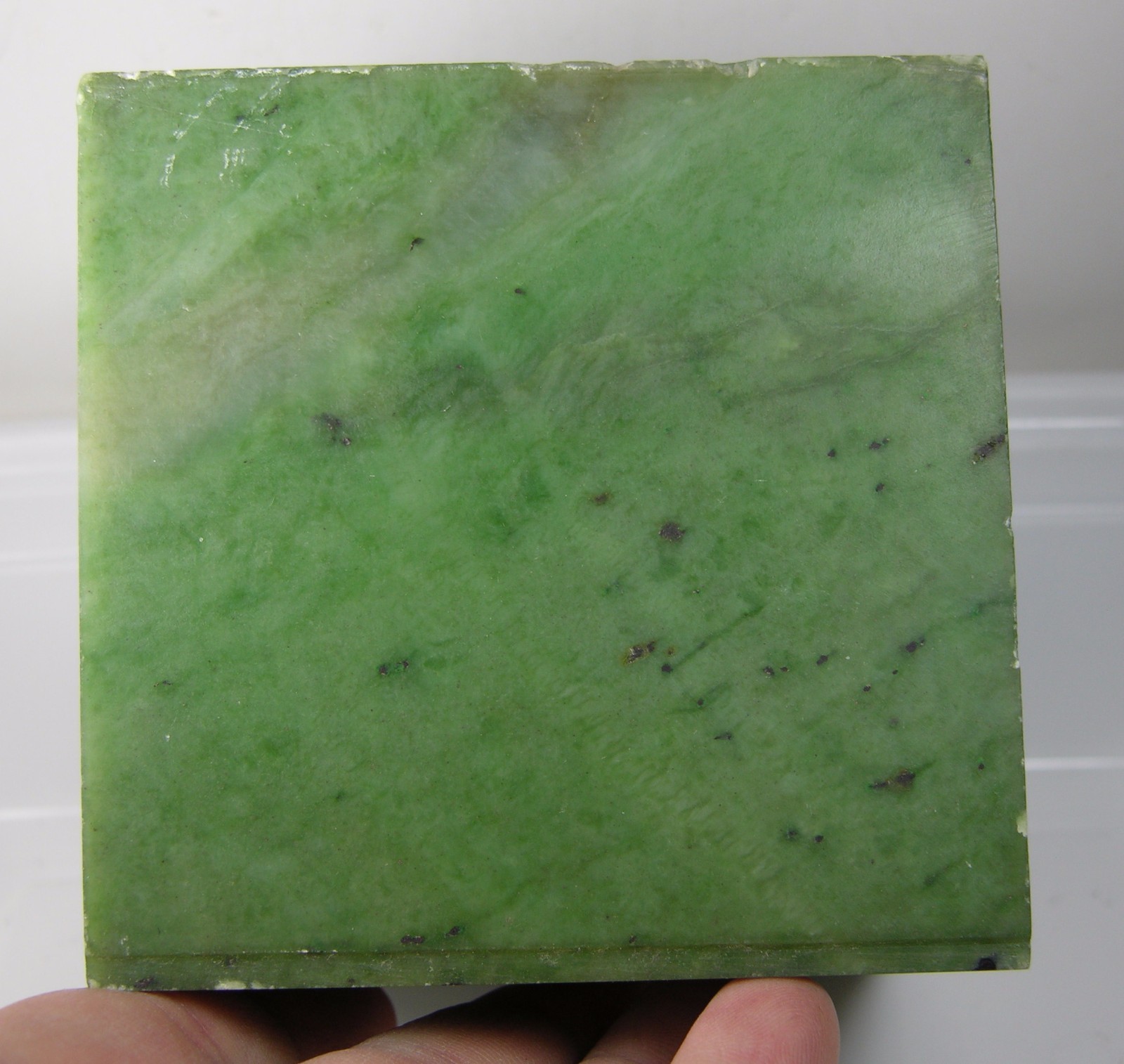 1760g Russia 100% Natural Rough Green Jade Block Specimen 3 lb 14 1/8 oz 86mm