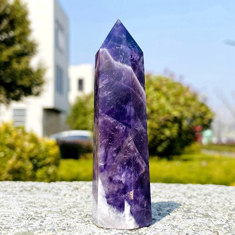 74g Natural dreamy amethyst obelisk quartz crystal energy column