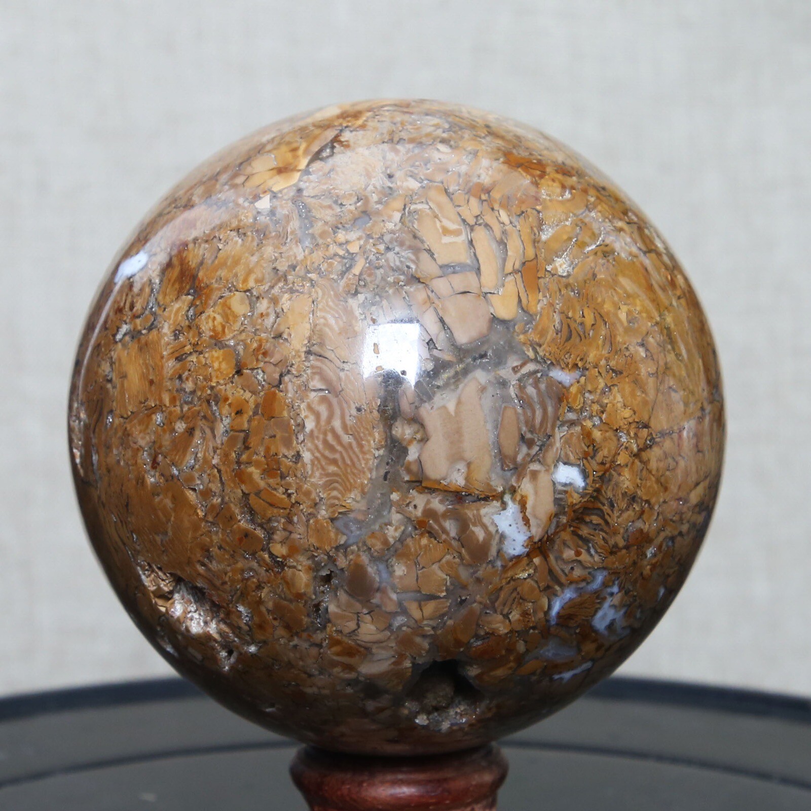 B8702-85mm-817g Amazing Natural Ocean Ibis Jasper Orbicular Sphere Reiki Crystal