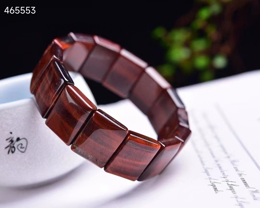 Genuine Natural Red Tiger Eye Gemstone Rectangle Beads Bracelet 15x20mm AAAA