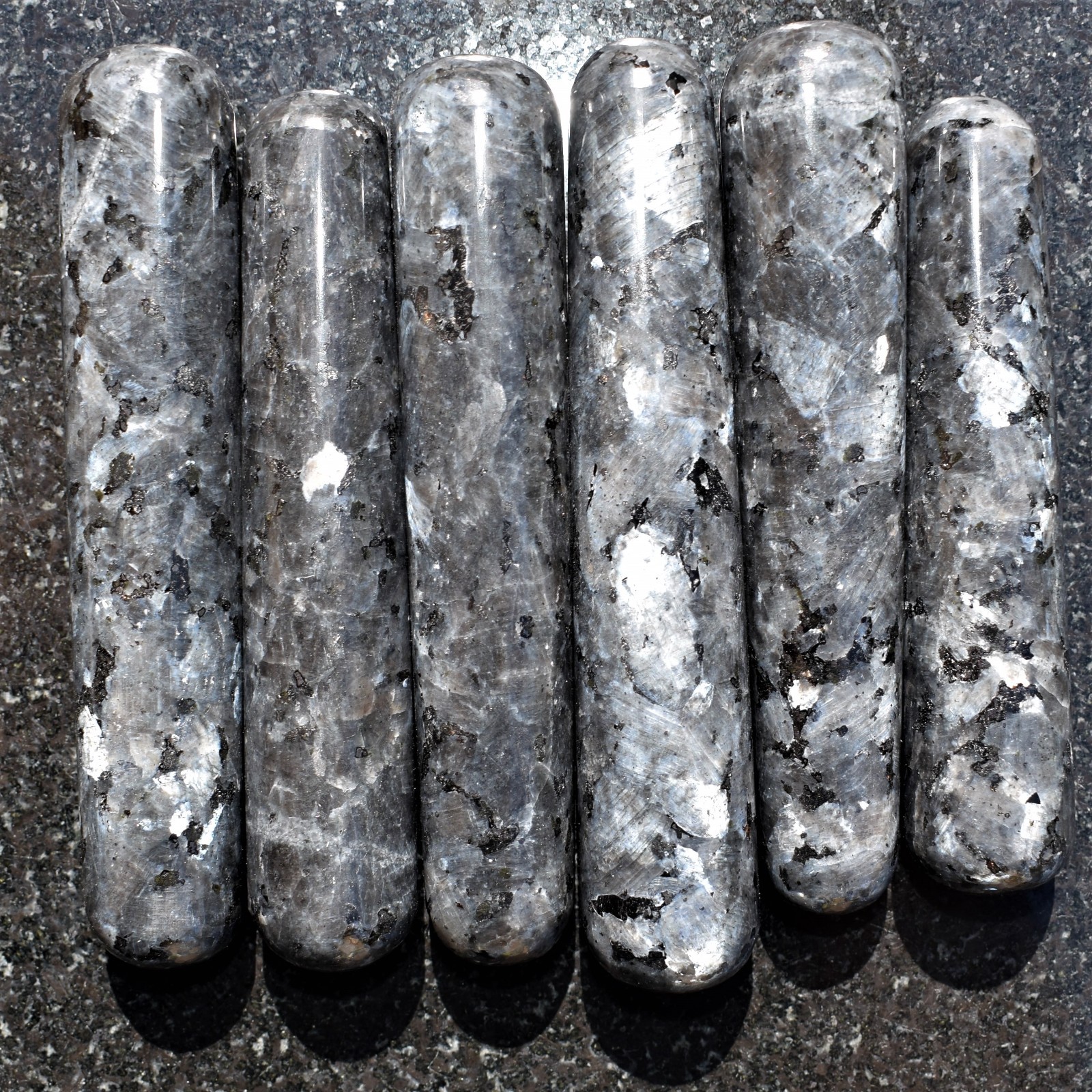 Flashy Charged 4″ Larvikite Crystal Massage Wand Crystal Healing Energy ~78g