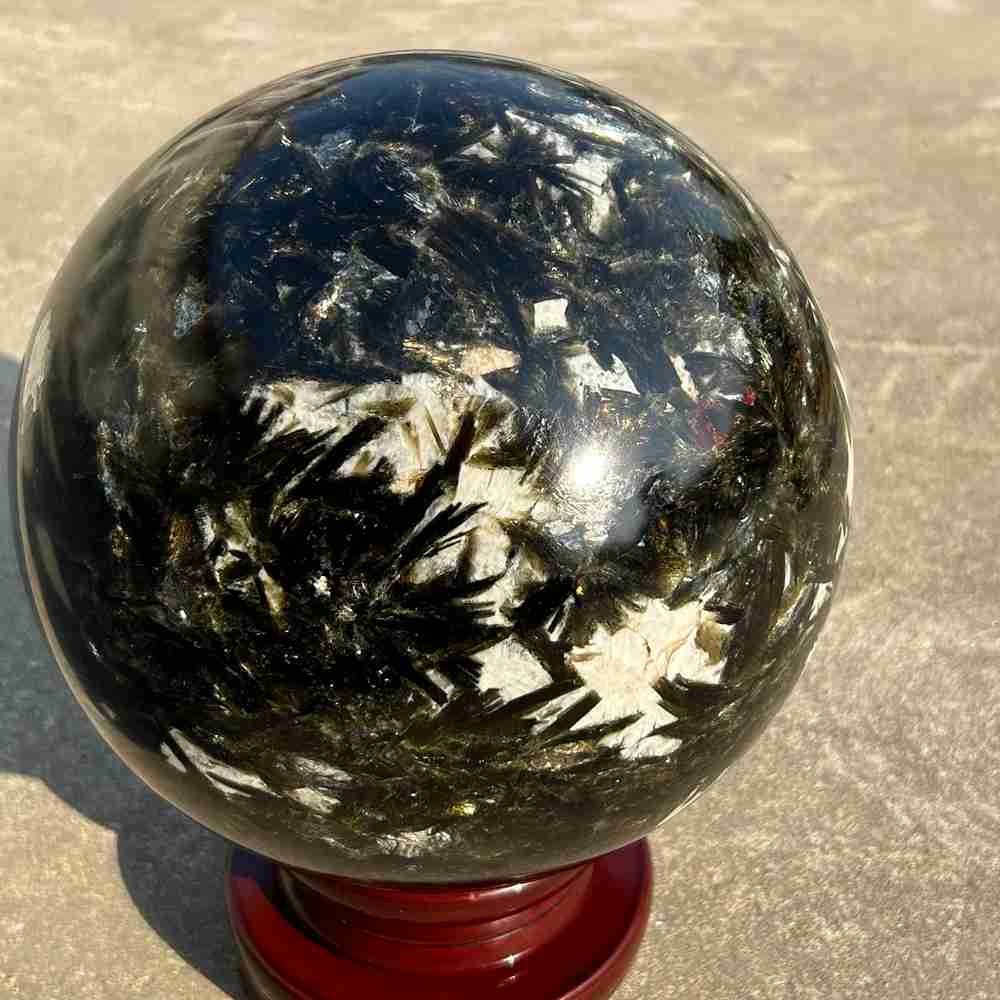48.4lb Natural green Mica Lepidolite Quartz Sphere Crystal Ball Reiki Gem +stand