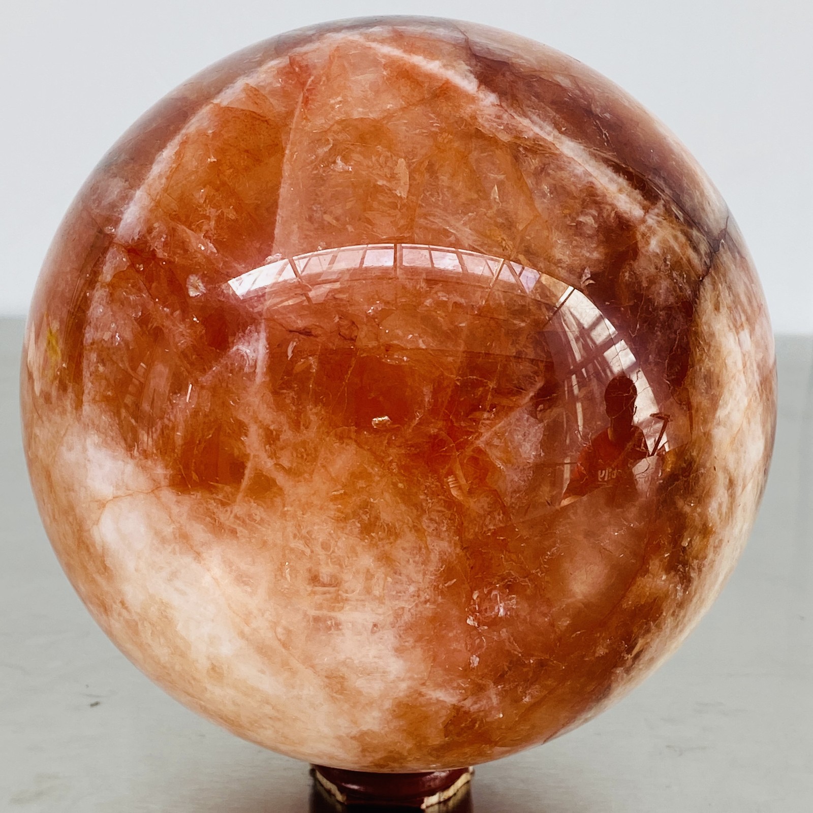 Natural Red Glue Flower Quartz Sphere Crystal Ball Healing 3840G