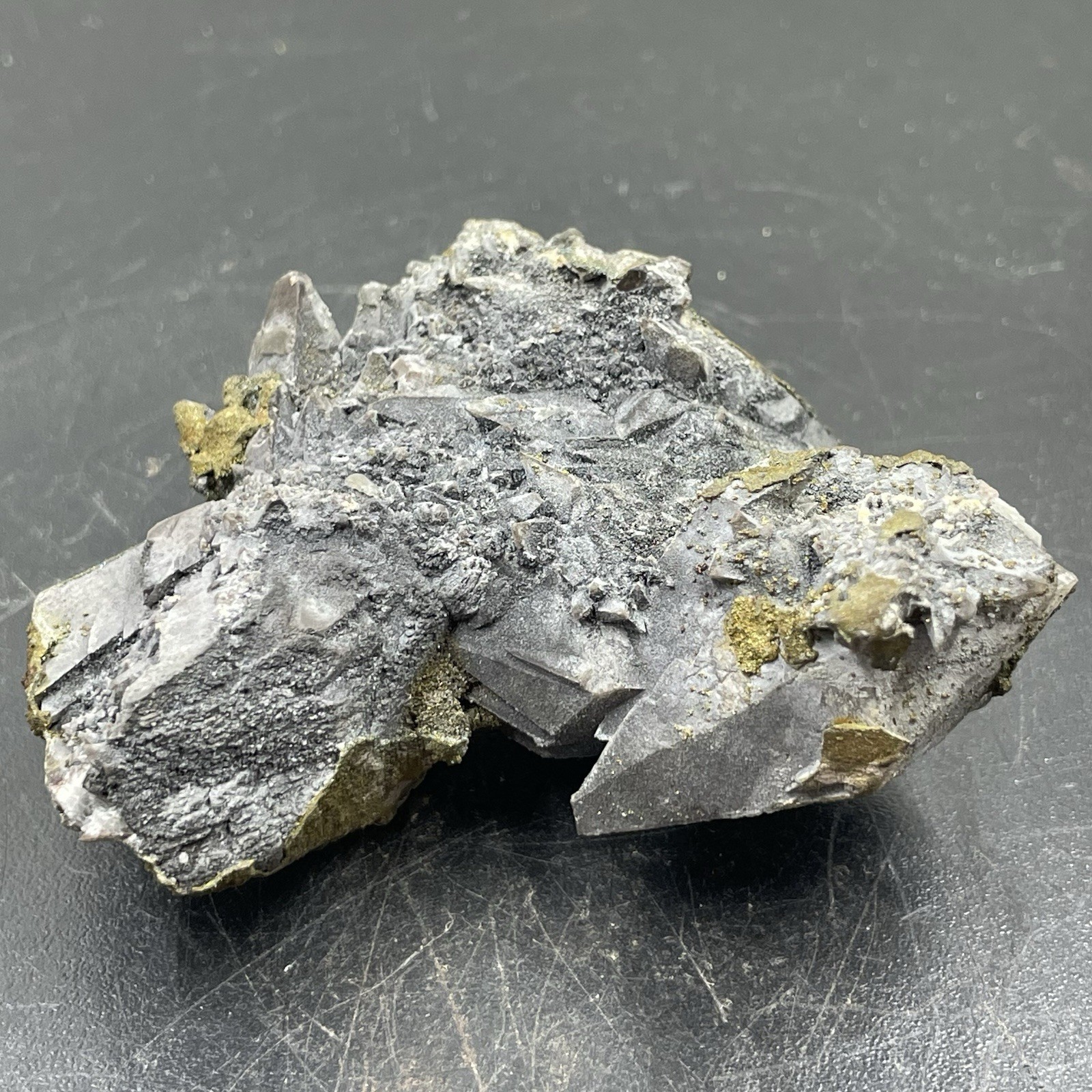 Dogtooth Calcite with Pyrite Crystal Cluster Specimen Mineral
