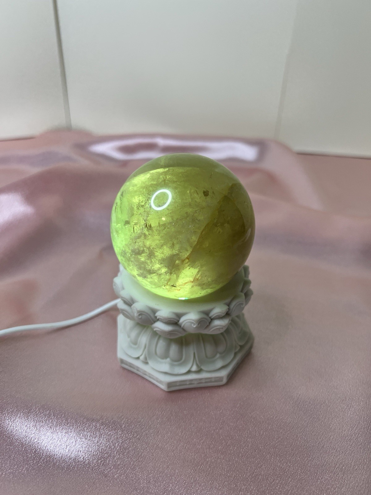 Citrine Crystal Sphere With Stand Light