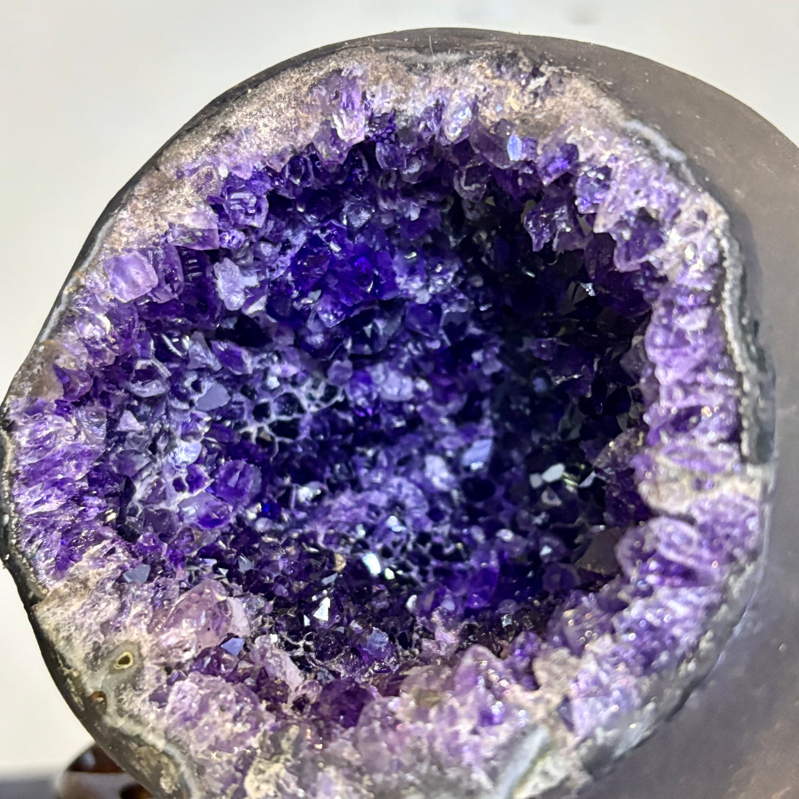 4.18LB Natural uruguay amethyst geode quartz money bag crystal +stand