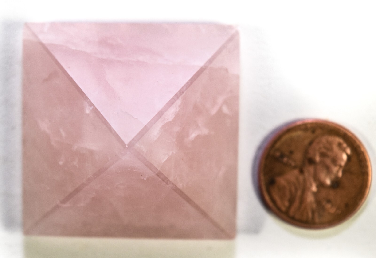 36mm 200ct Rose Quartz Carved Pyramid Polished Natural Gemstone Mineral – India