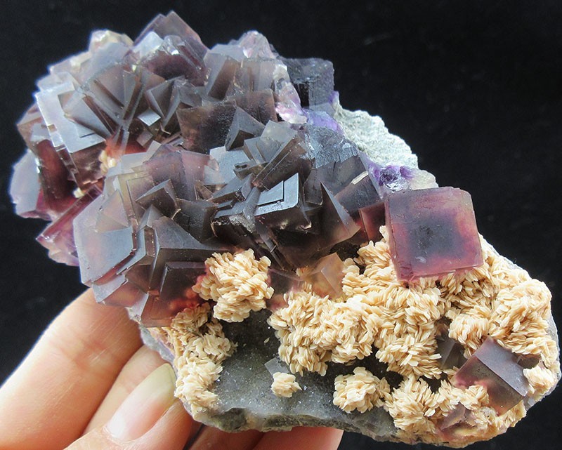 12.7cm purple FLUORITE&Barite crystal mineral specimens,AnHui,China!