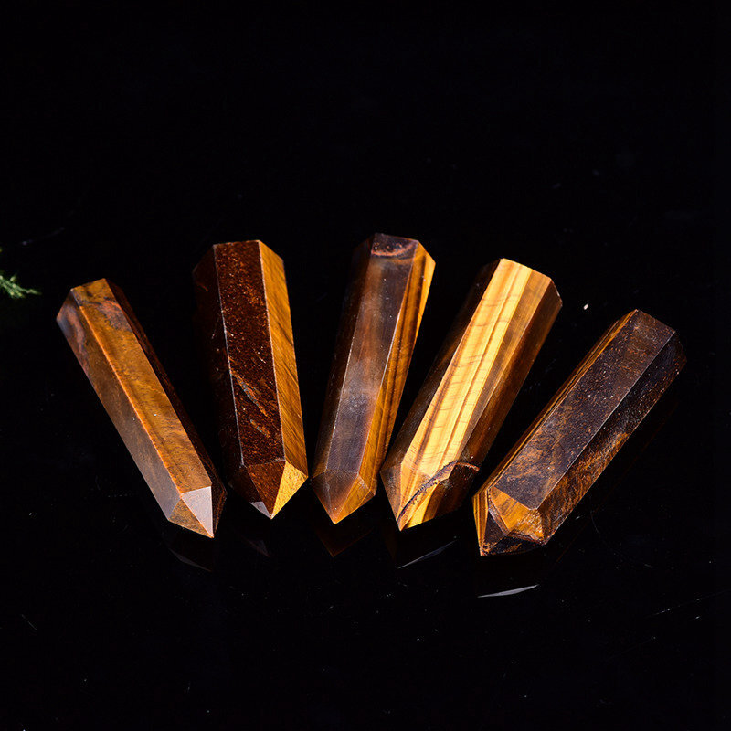 70-80mm Natural Tiger’s Eye Quartz Crystal Energy Wand Obelisk Pillar Tower US
