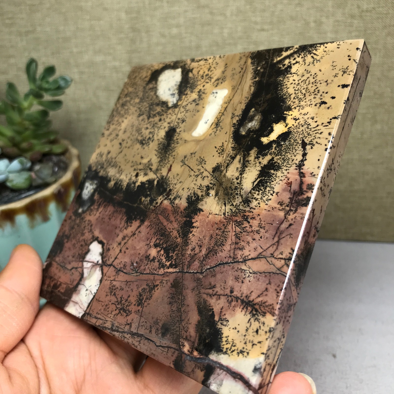 Natural Chinese painting stone crystal ornaments for home decoration 259g A5362