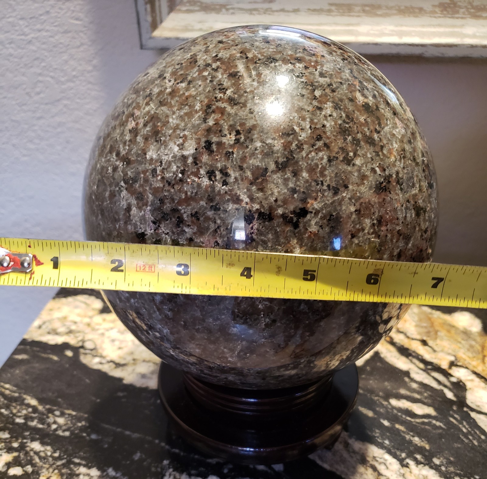 7.6″ Yooperlite Crystal Mineral Sphere Ball Orb STRONG UV Reaction with Stand