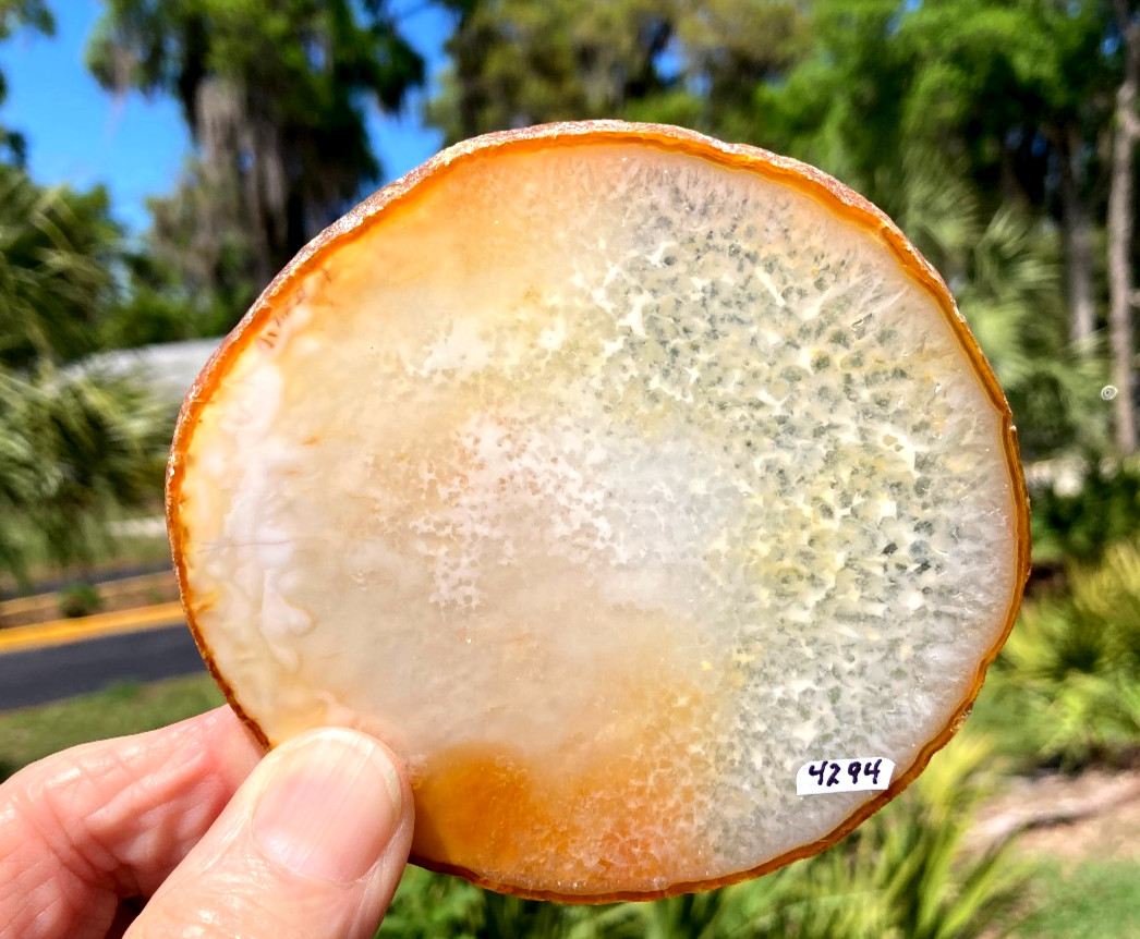 LARGE NATURAL AGATE SLAB with ACRYLIC STAND – 4 1/8 in. long.