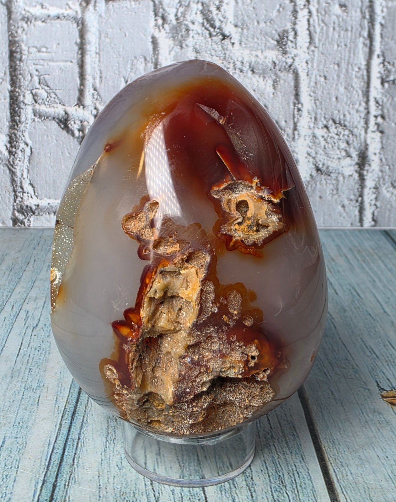 ✨ Druzy Cave Agate Egg – Natural Crystal Inclusions – Polished Stone ✨