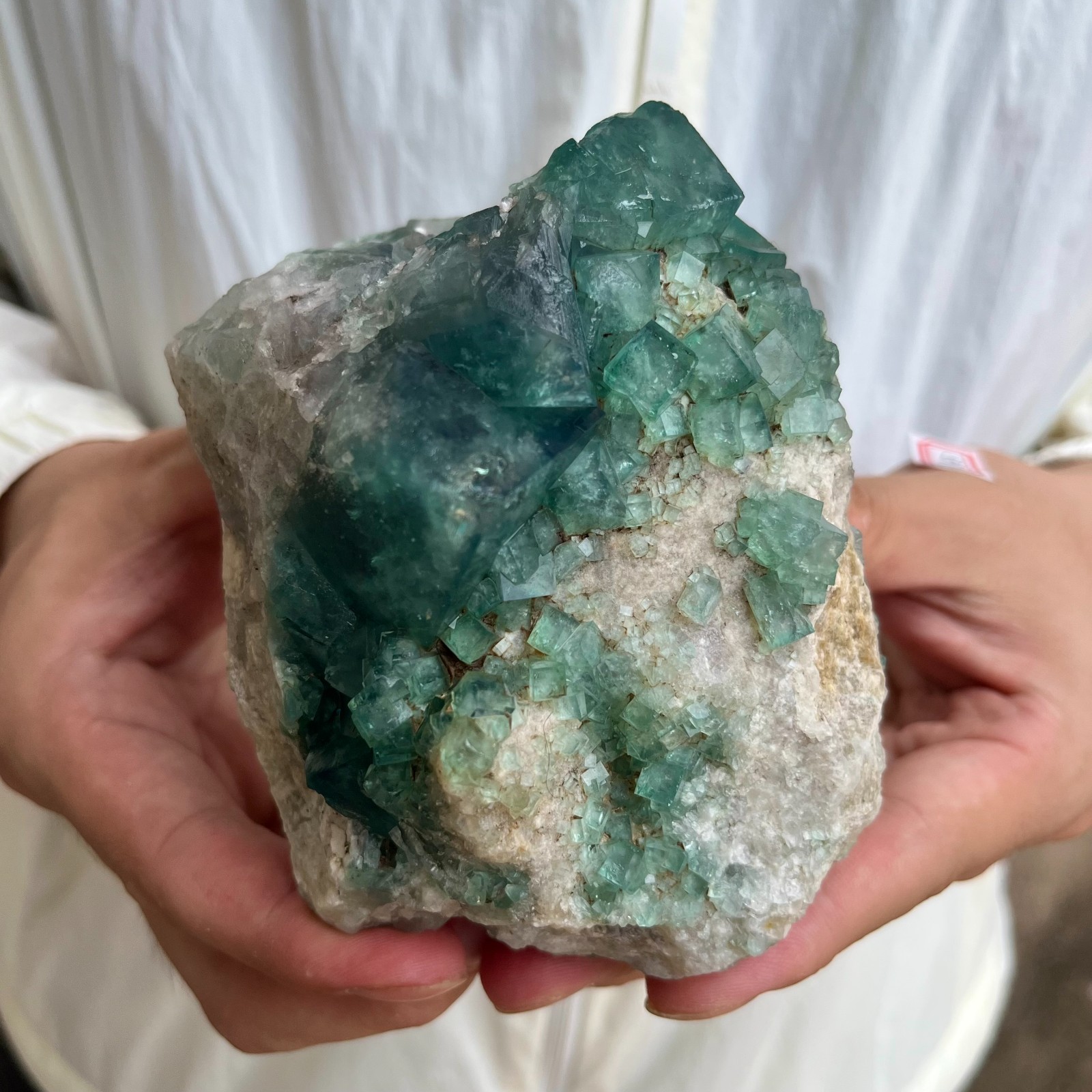 2.1lb NATURAL Green Cube FLUORITE Quartz Crystal Cluster Mineral Specimen