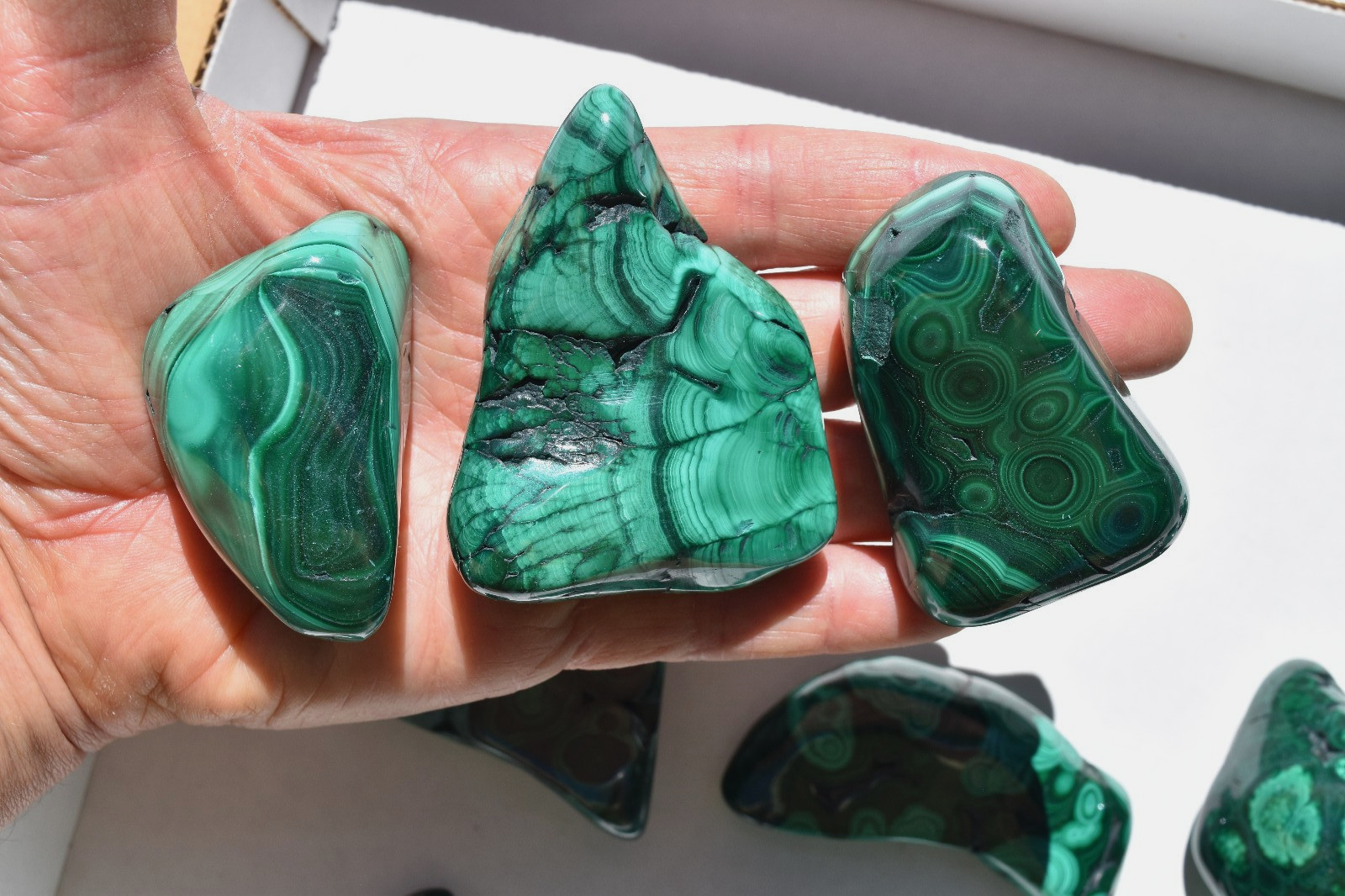 WHOLESALE Polished Malachite from Congo 15 pieces 2 kg # 5869