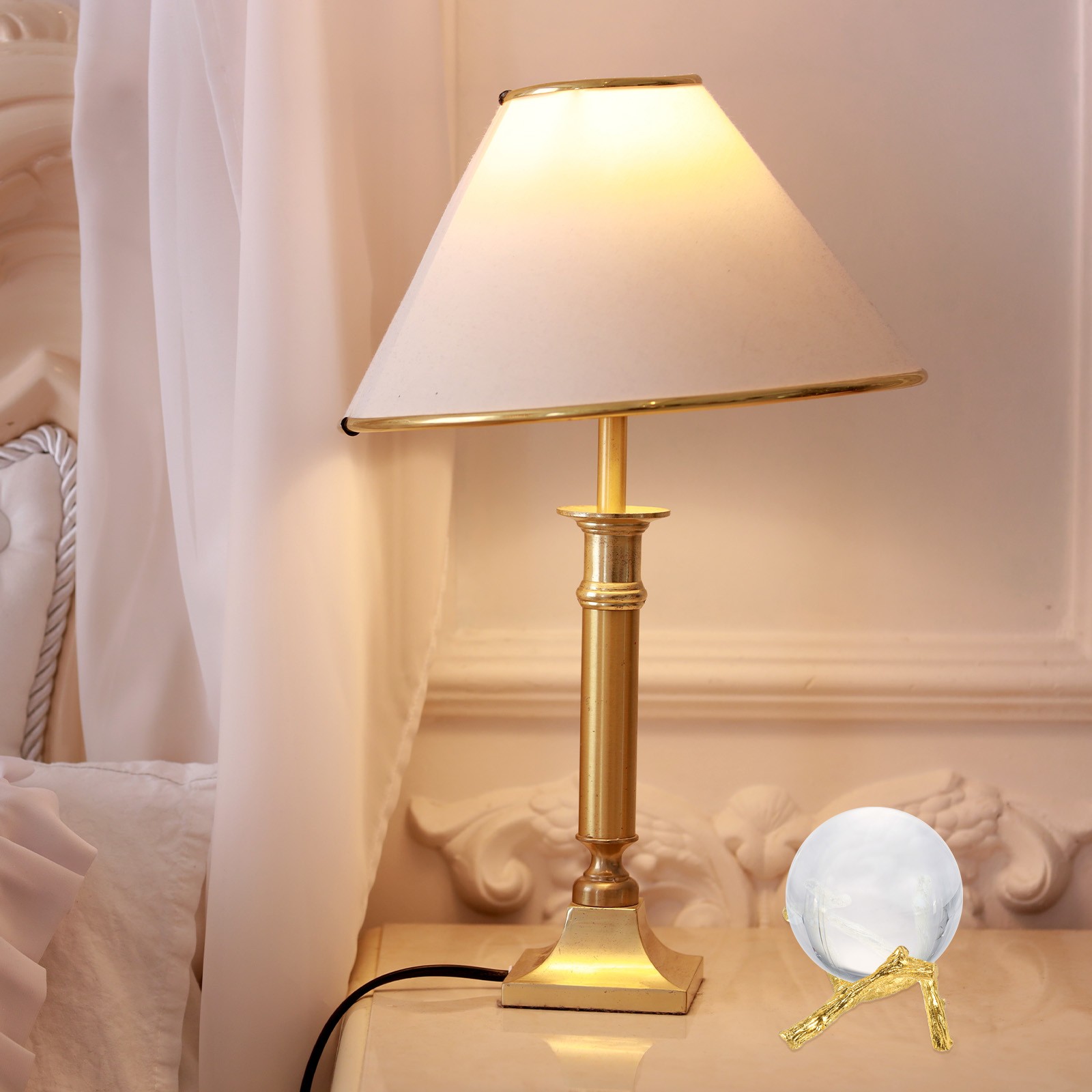 2.2″ Dia Metal Crystal Sphere Holder Crystal Ball Tripod Stand Gold