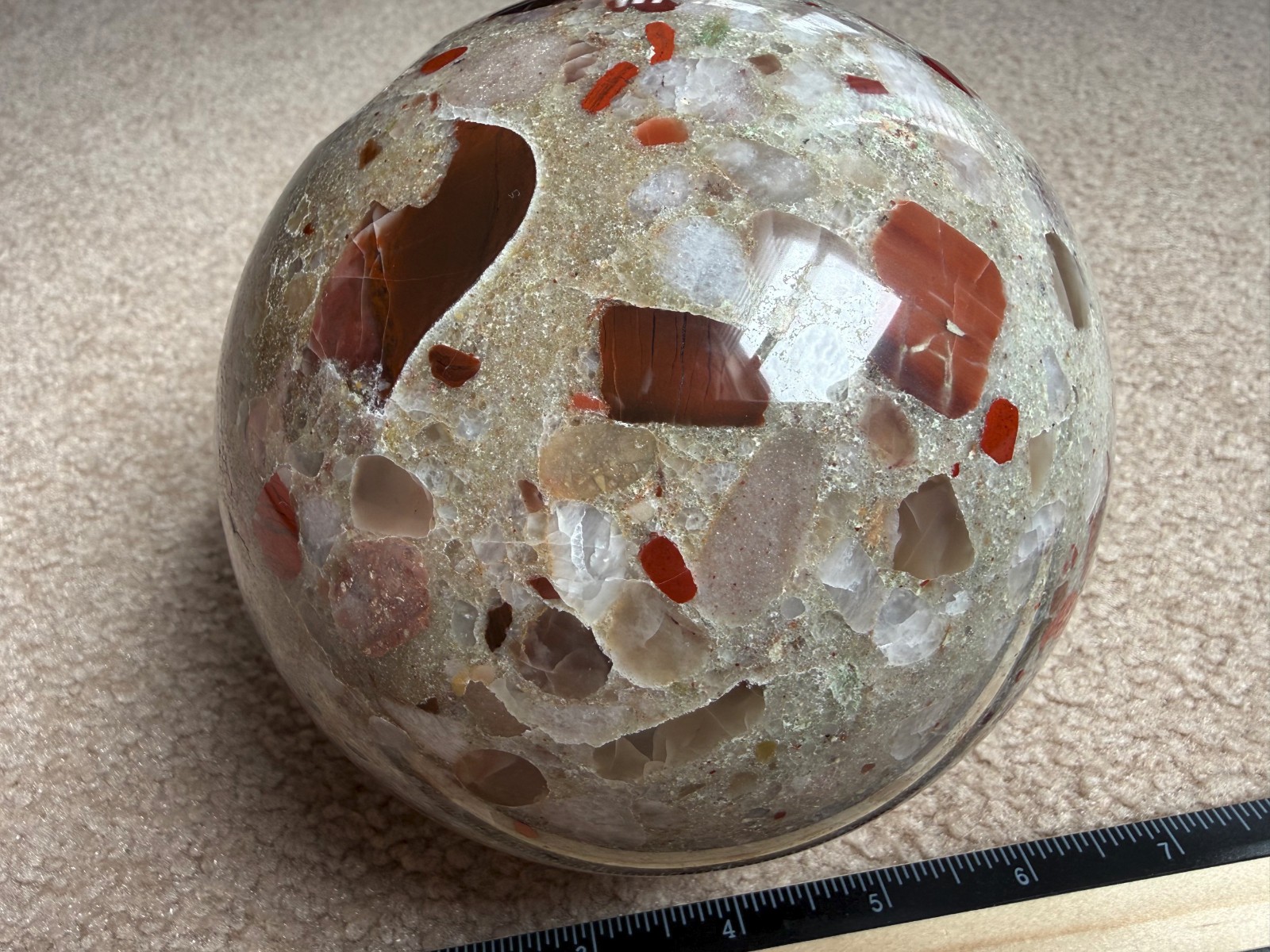 8.75lb Michigan Puddingstone Pudding Stone 5 1/2″ custom made beautiful SPHERE