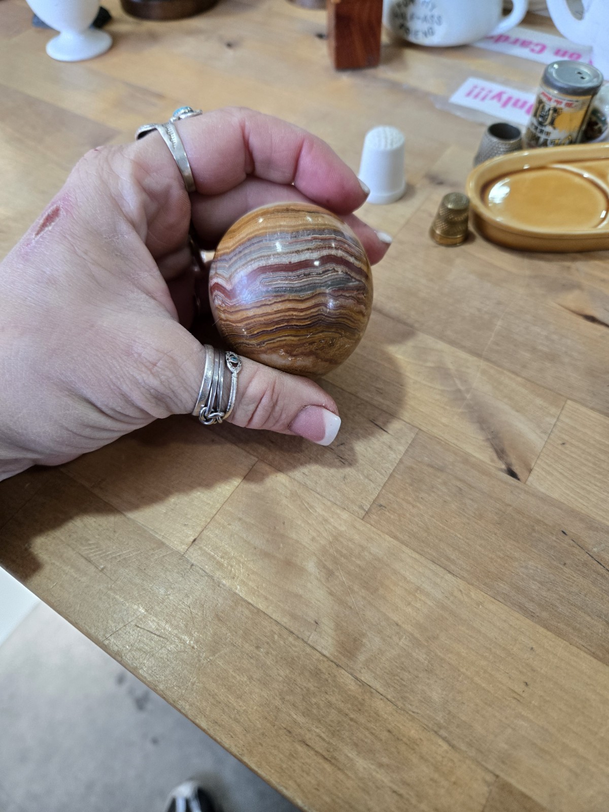 Banded Onyx Egg Natural Stone Polished Agate 9oz Mystic Stone Healing With Stand