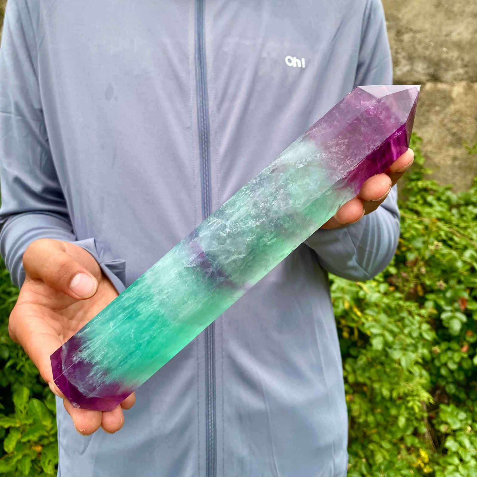 1.9LB Natural unique colored fluorite pillar quartz crystal sample
