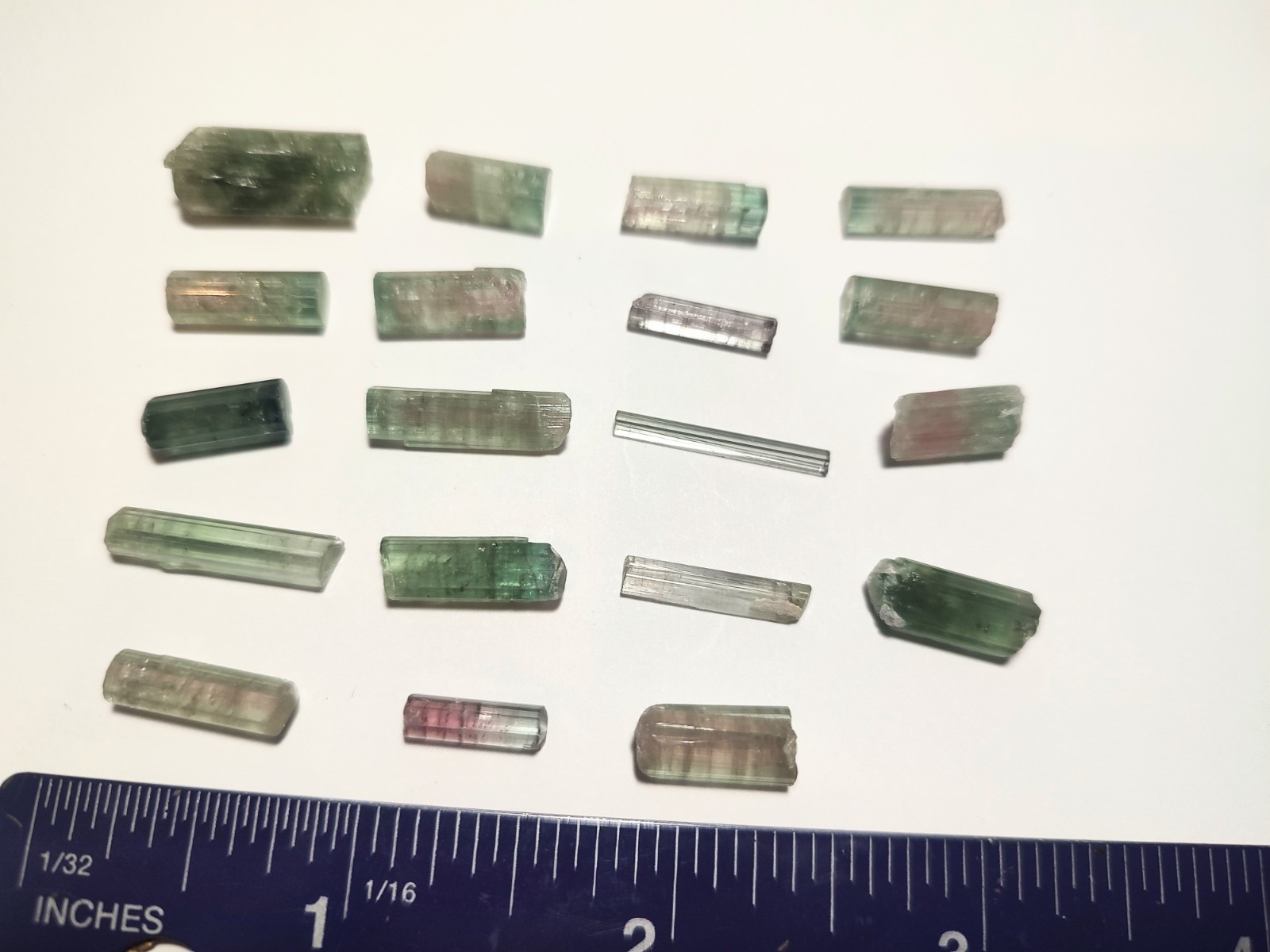 14.1g Tourmaline Crystal Lot – Gems Minerals Rough – Green Pink Watermelon