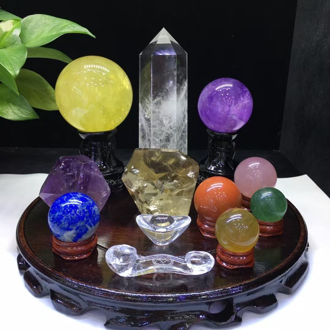 TOP Natural mixed quartz Picture display carved crystal Energy station+stand