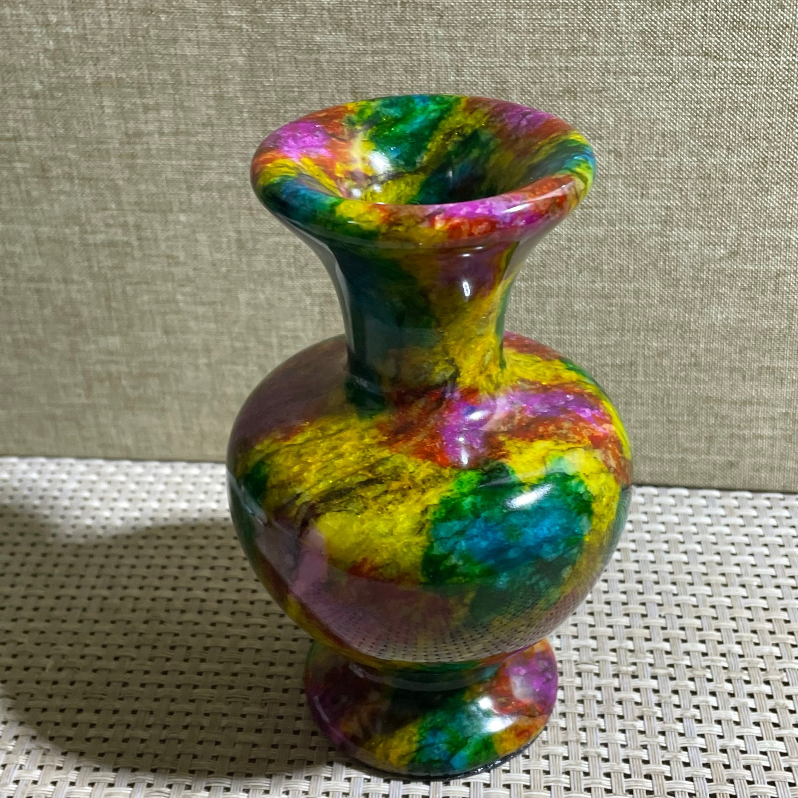 835g Seven Colors Jade vase specimen Decorative -Taiwan China