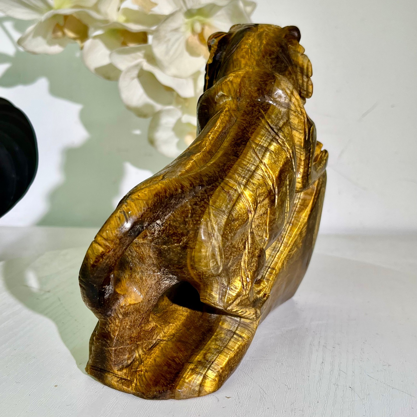 5.73LB Natural tiger eye stone products, handmade carved and polished spiritual