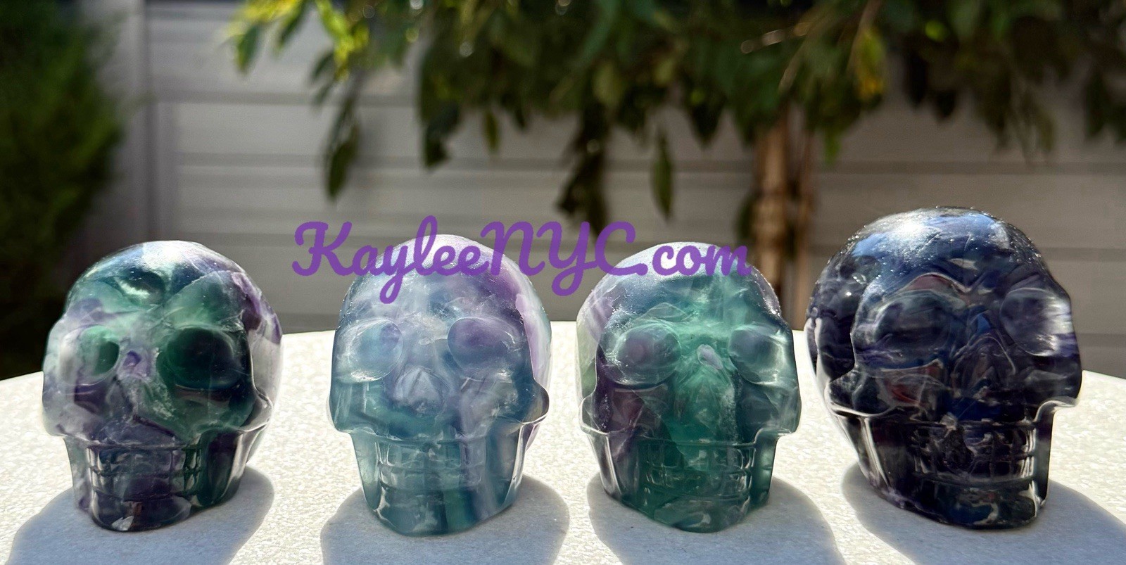 Wholesale Lot 4 PCs Natural Rainbow Fluorite Crystal Skull Healing Energy