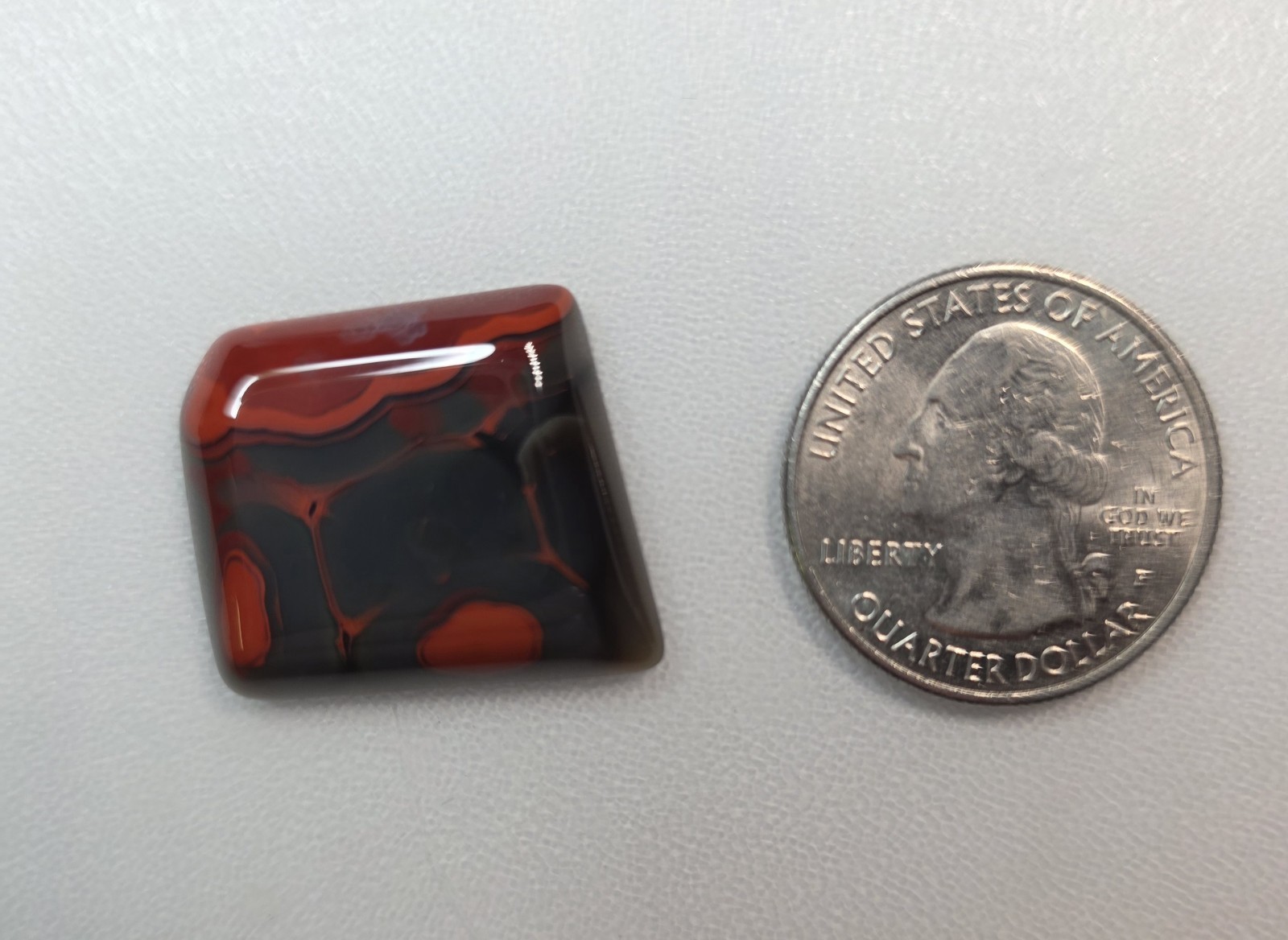 Rare banded Red Black Dark Gray Kentucky Agate Cabochon Ready to set #C-16