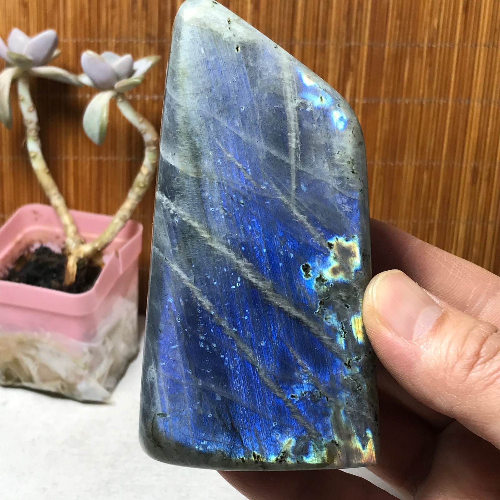 108-53-40mm Natural Labradorite Crystal gemstone Polish Mineral Specimen A3327