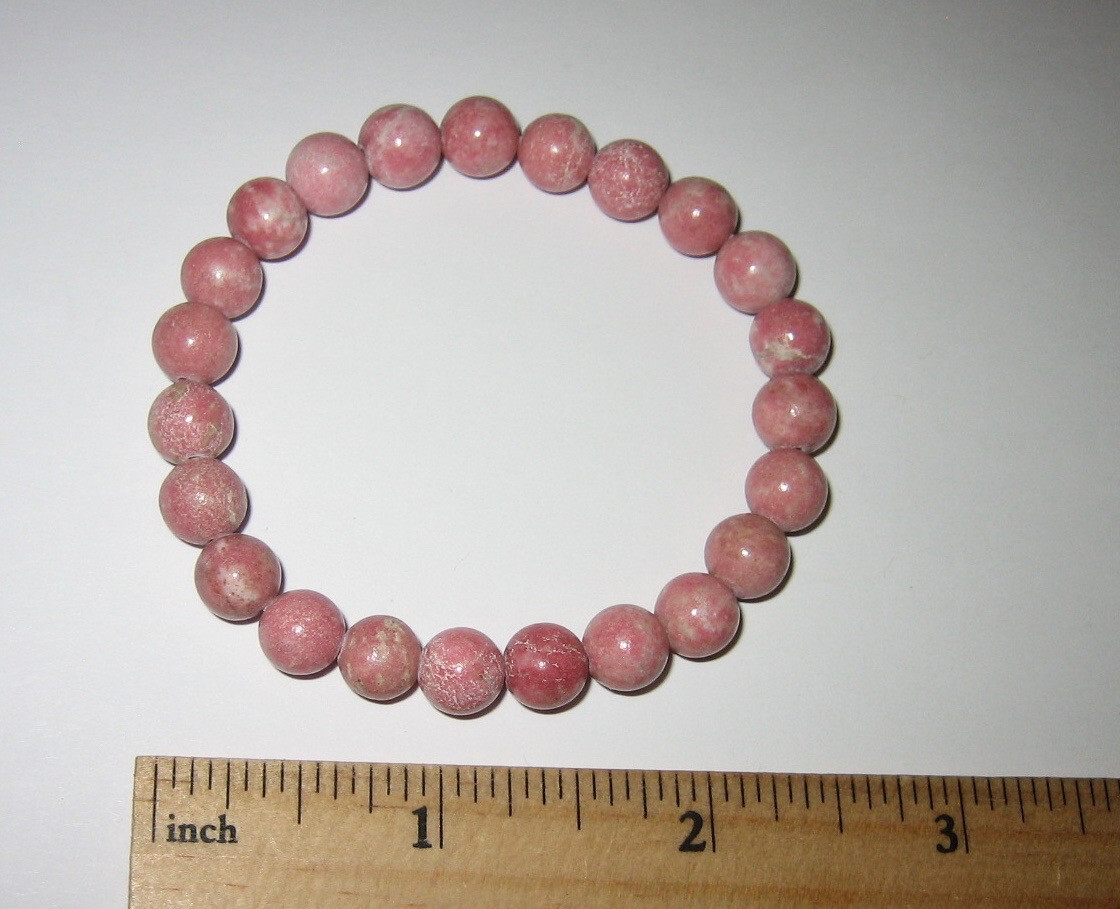 7″ POLISHED 8mm ROUND THULITE STONE MINERAL STRETCH BRACELET NORWAY 19.2grams *2