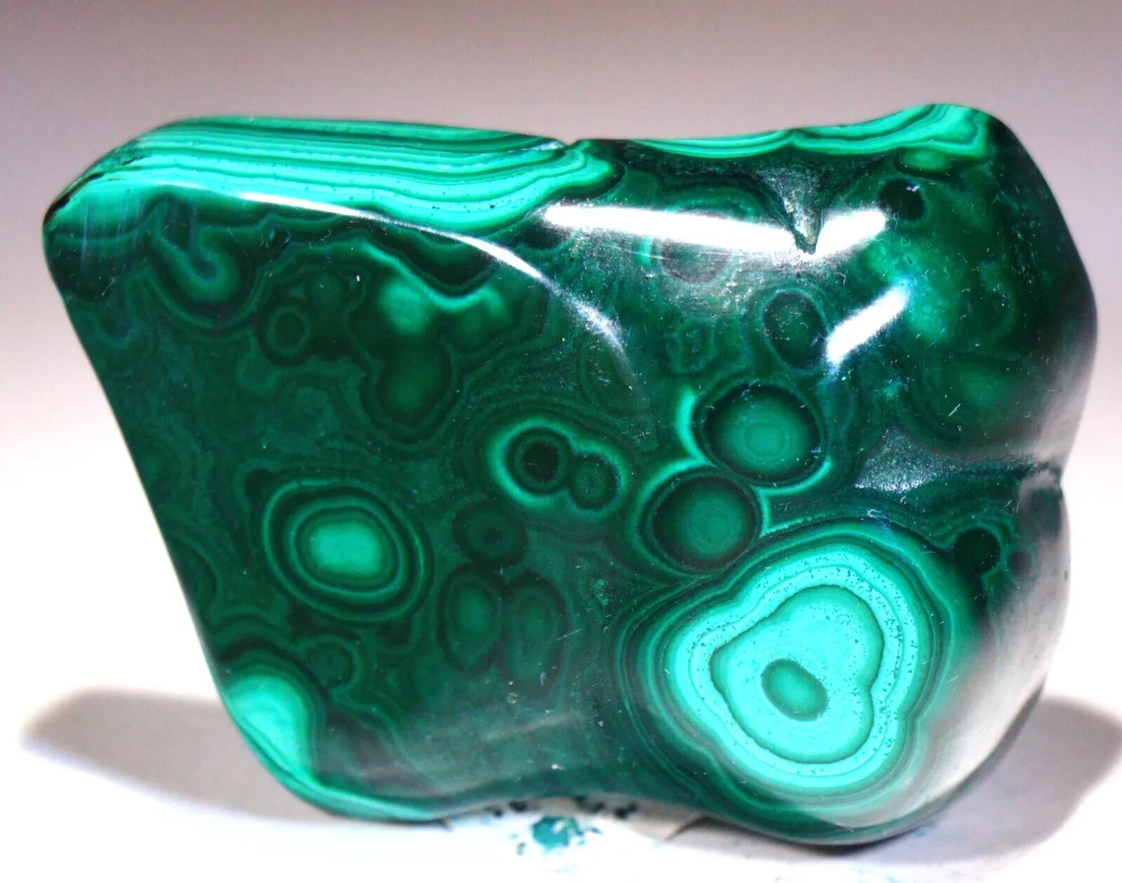 2.75″ 4.8 oz Top Quality Polished Bull’s Eye Malachite, Congo!