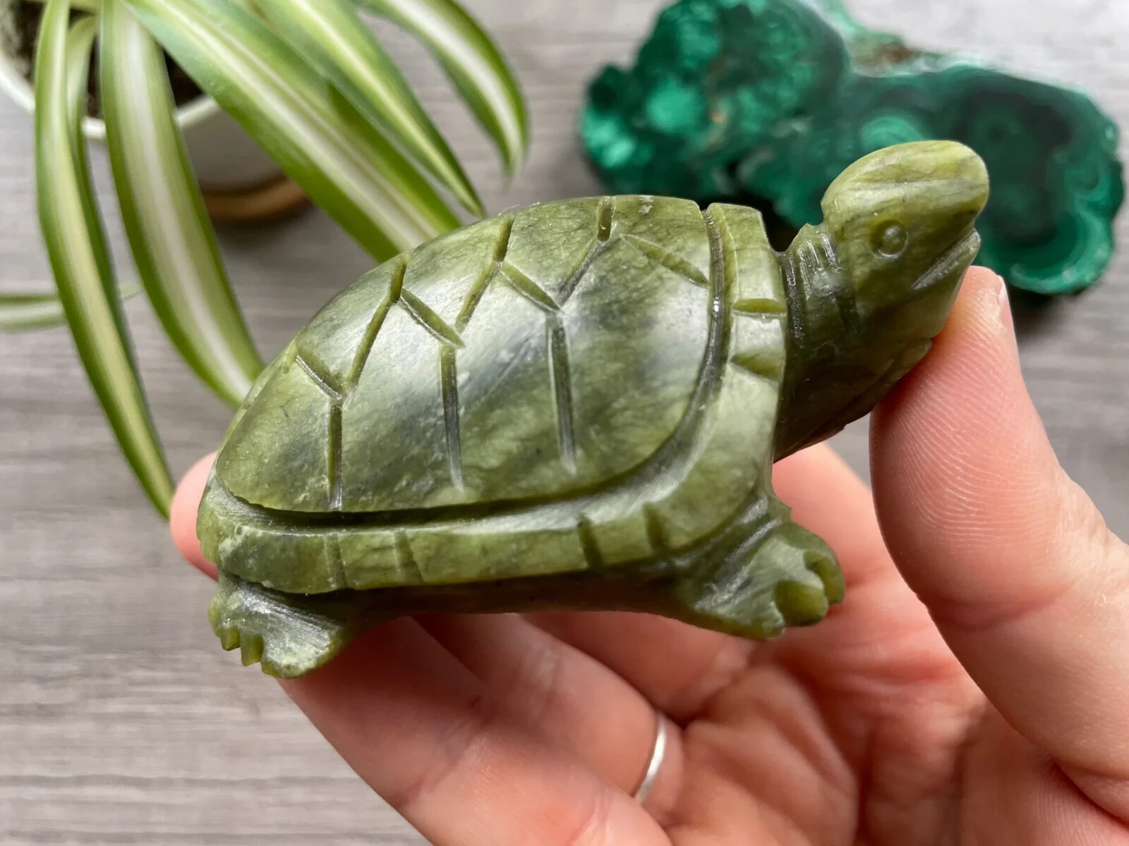 8cm Natural Green Jade Turtle Crystal Carving Healing Sculpture Birthday Gifts